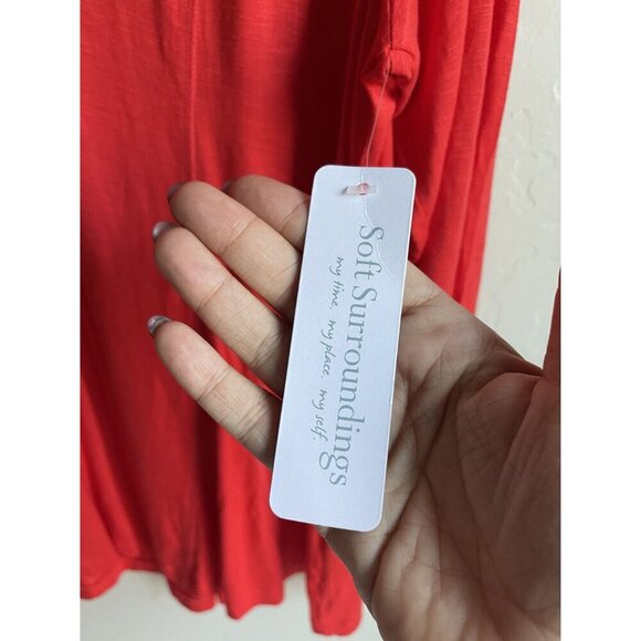 New! Soft Surroundings Size 2X Amelia A-Lie Orange Tunic Top MSRP $89.95 V-Neck - Picture 6 of 9